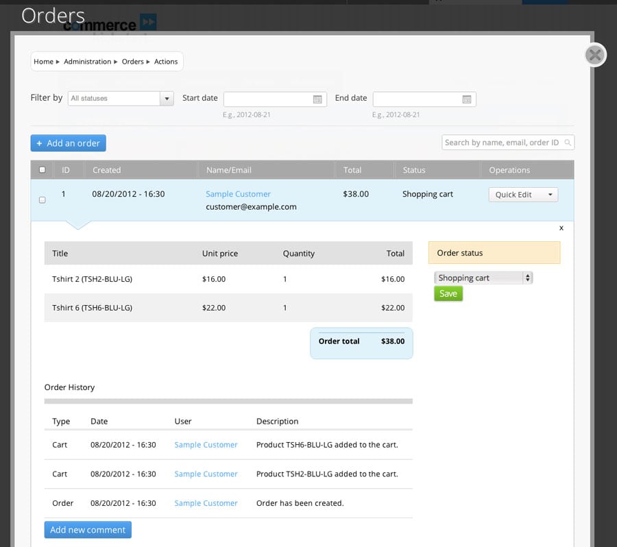 Order Management in Commerce Kickstart for Drupal