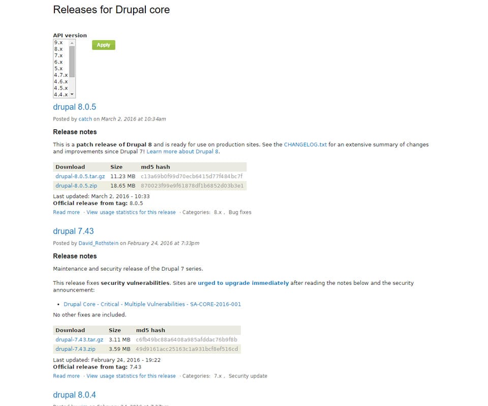 Drupal Distibution Download Page