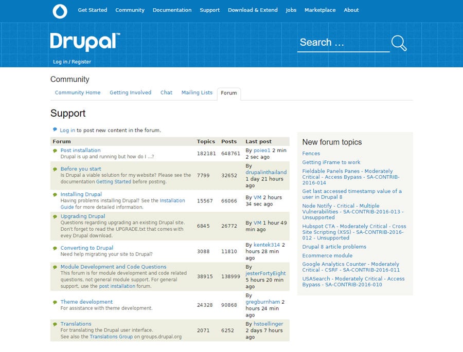 Drupal's Support Forum