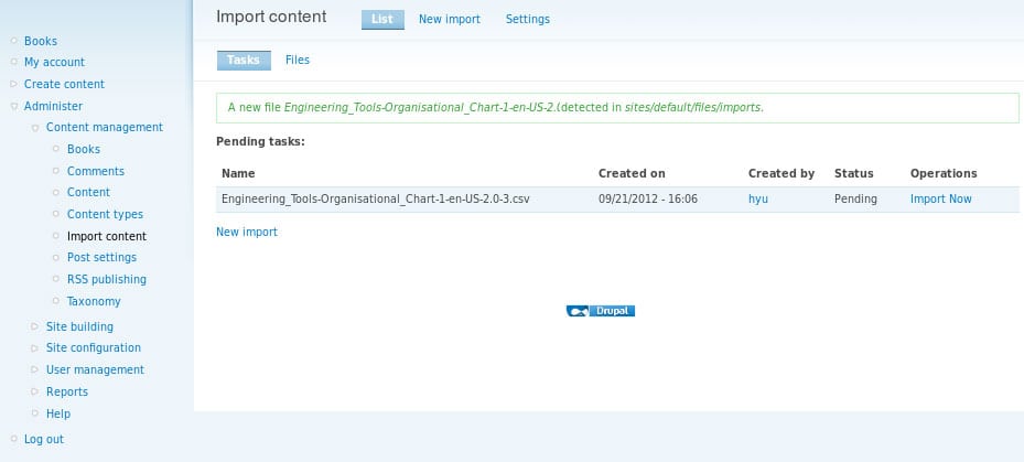 Importing Content in Drupal