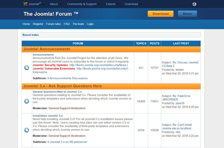 Joomla's Support Forum