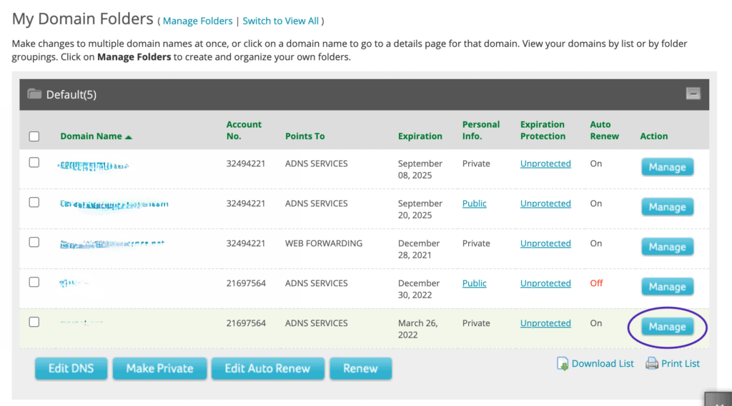 Manage the domain