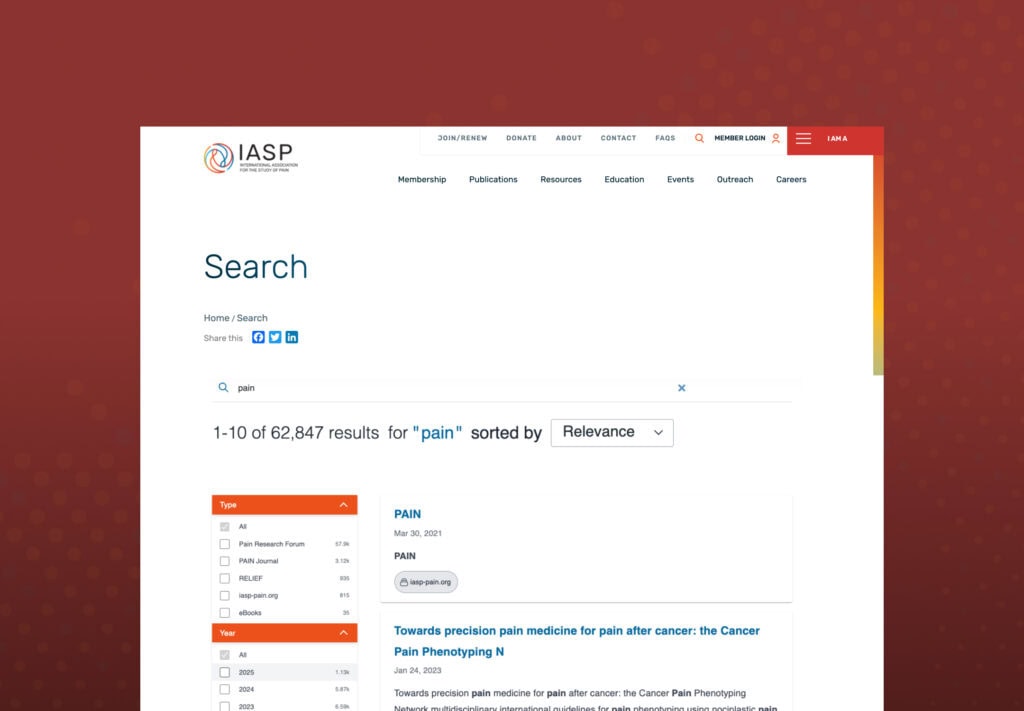 Screenshot of IASP Search
