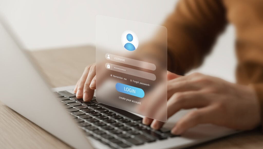 User account login interface displayed on a laptop screen.